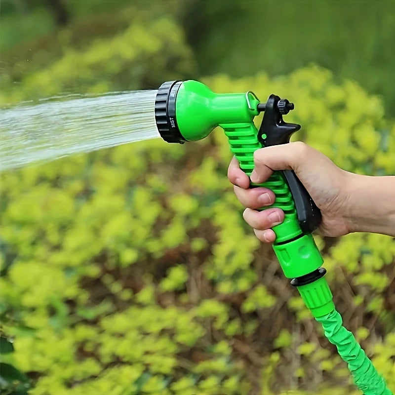 Garden Irrigation Water Pipe, Watering Nozzle, Garden Hose With 7-Function Nozzle, Car Cleaning Spring Pipe, Plastic Hose