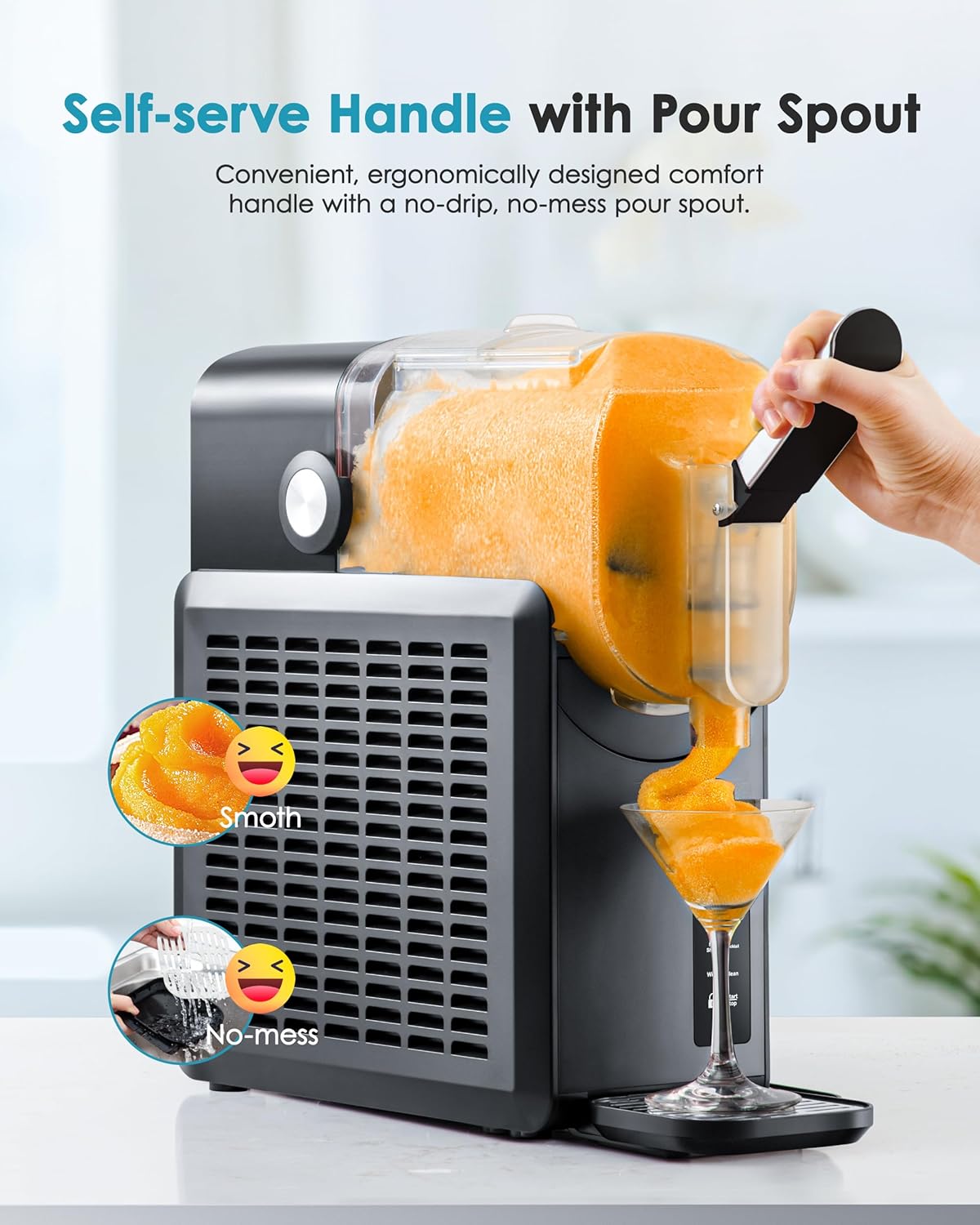 Slush Machine 2.6L Large Capacity Professional Frozen Drink Maker, No Ice Needed, Self-Cleaning, 5 Preset Programs & Child Lock, Slushie Machine for Frappés, Milkshake, Cocktail